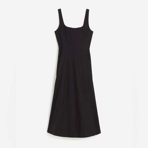 NWT MADEWELL Seamed Squareneck Midi Dress in Jet Black - Picture 7 of 9